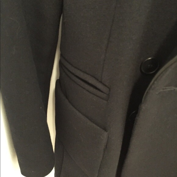 Maje Wool and Leather Peacoat, Black size 36 - Picture 4 of 4